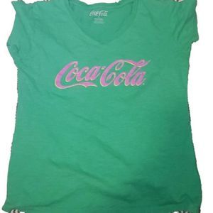 Coca Cola vintage green v neck tee